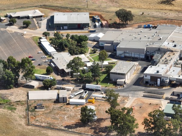 Drone flyover of slaughterhouse