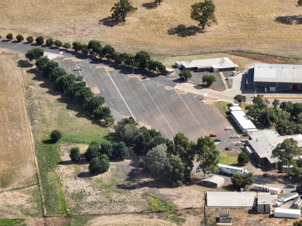 Drone flyover of slaughterhouse