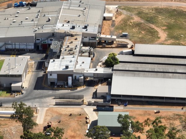 Drone flyover of slaughterhouse