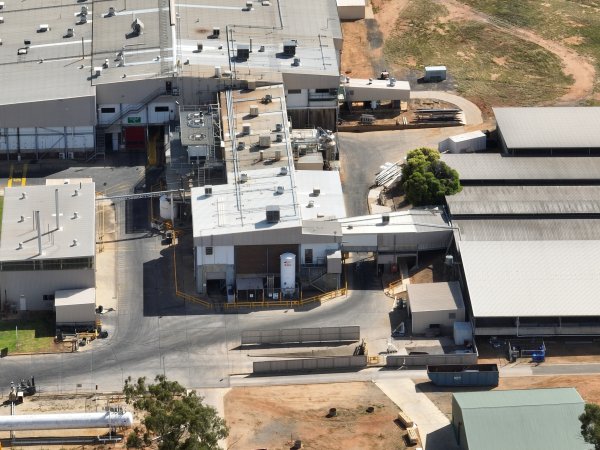 Drone flyover of slaughterhouse