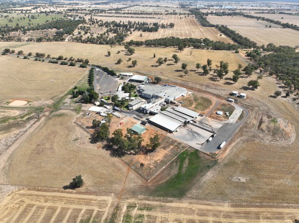 Drone flyover of slaughterhouse