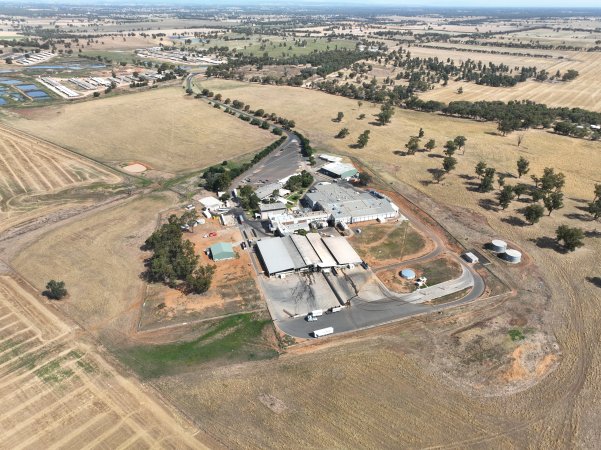 Drone flyover of slaughterhouse