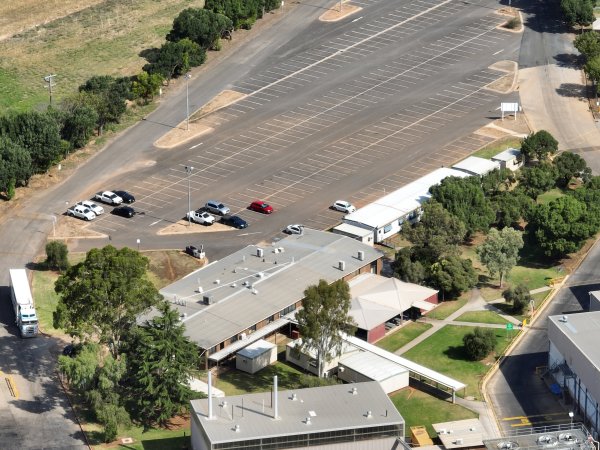 Drone flyover of slaughterhouse