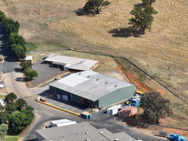 Drone flyover of slaughterhouse