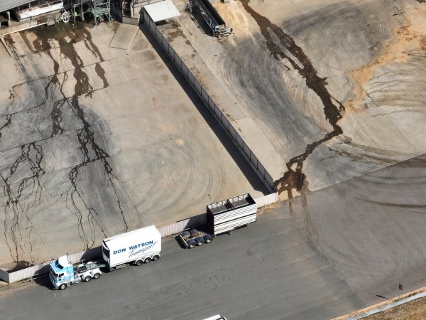 Drone flyover of slaughterhouse