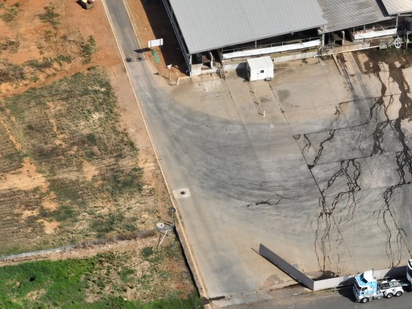 Drone flyover of slaughterhouse