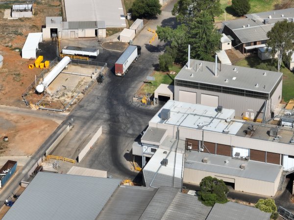 Drone flyover of slaughterhouse