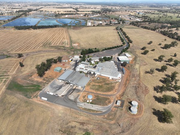 Drone flyover of slaughterhouse