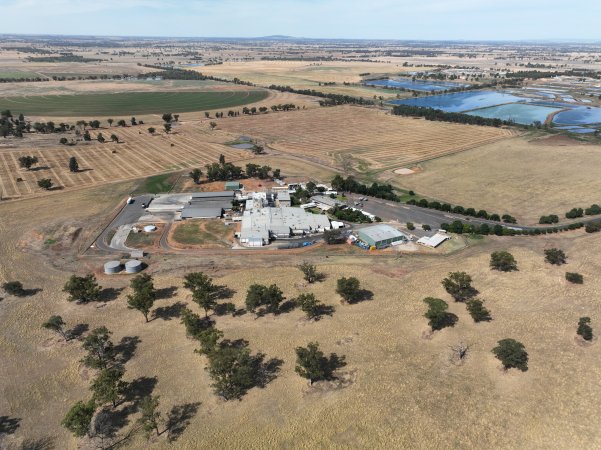 Drone flyover of slaughterhouse