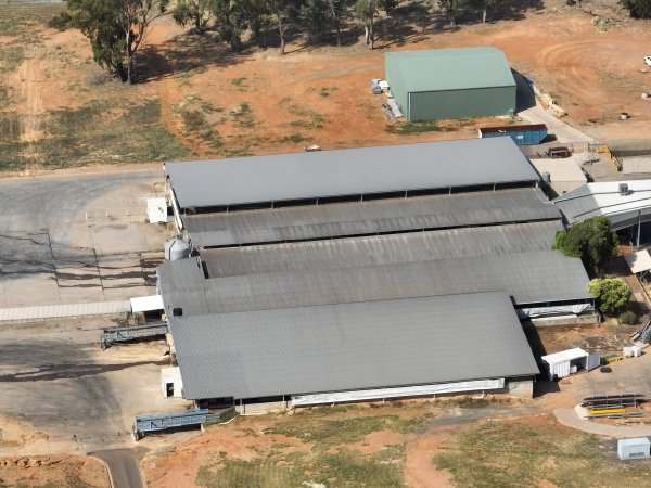 Drone flyover of slaughterhouse