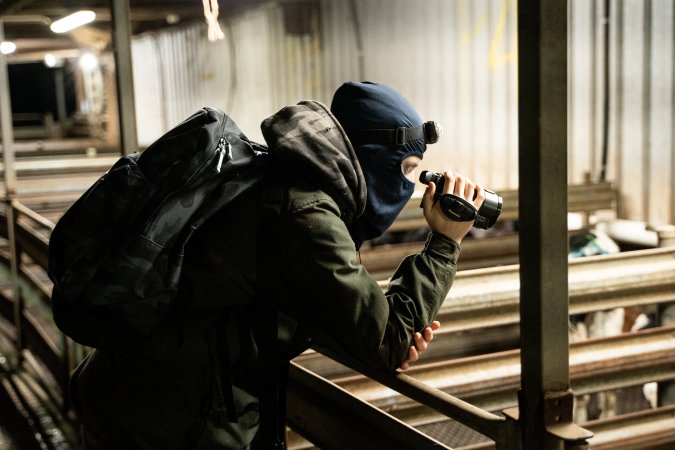 An investigator films bobby calves in the holding pens