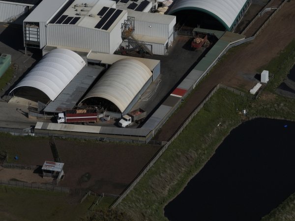 Drone flyover of slaughterhouse