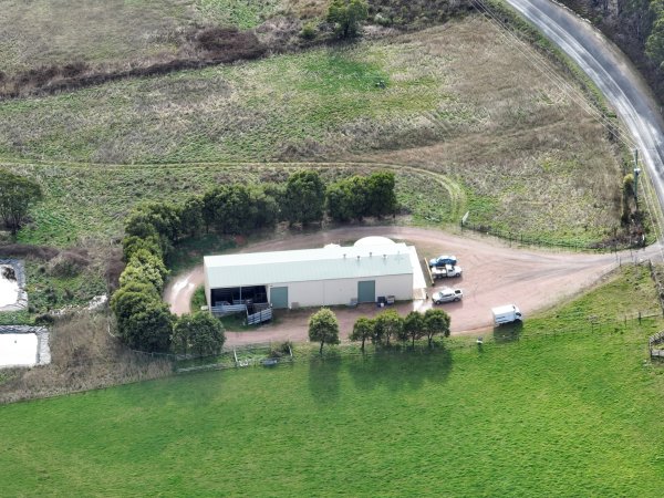 Drone flyover of slaughterhouse