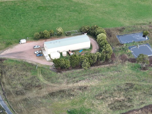 Drone flyover of slaughterhouse