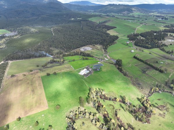 Drone flyover of slaughterhouse