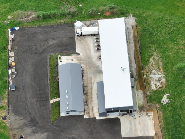 Drone flyover of slaughterhouse