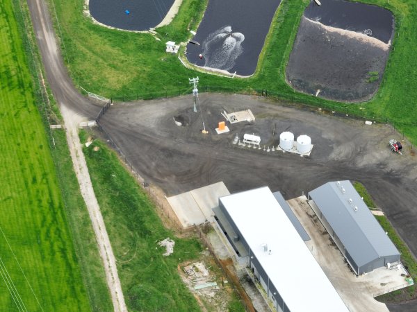 Drone flyover of slaughterhouse