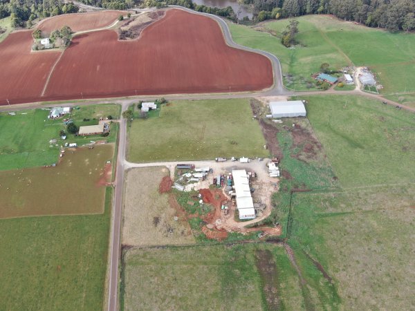 Drone flyover of slaughterhouse