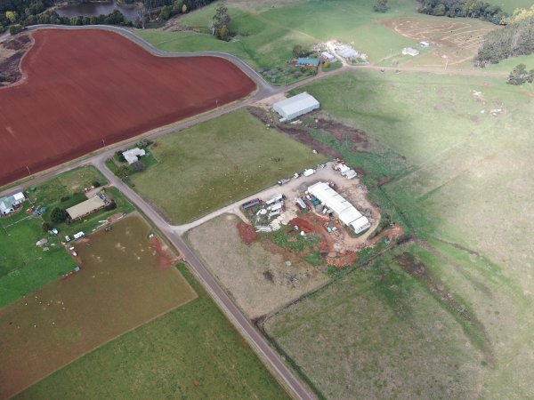 Drone flyover of slaughterhouse