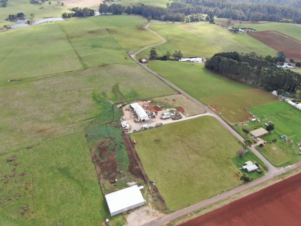 Drone flyover of slaughterhouse