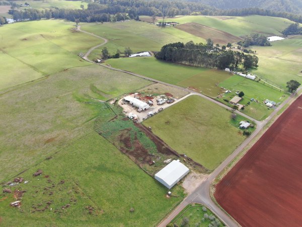 Drone flyover of slaughterhouse