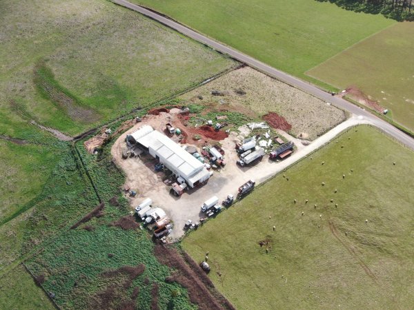 Drone flyover of slaughterhouse