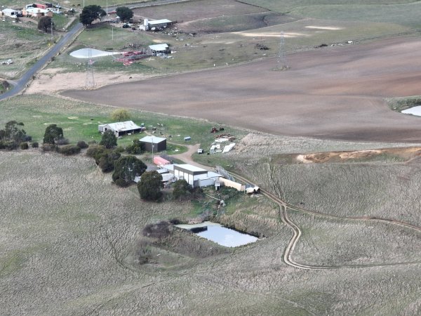 Drone flyover of slaughterhouse