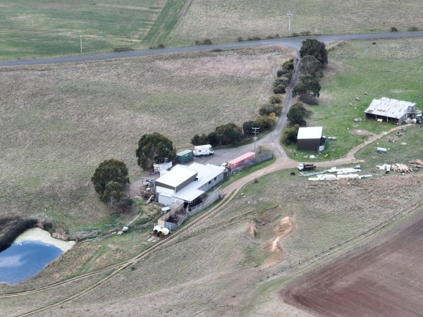 Drone flyover of slaughterhouse