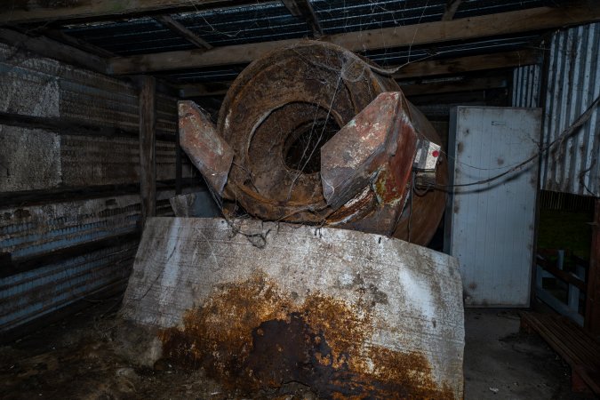 Old skin-spinner at back of rabbit/sheep slaughterhouse