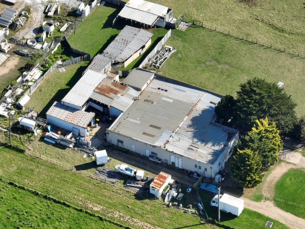 Drone flyover of rabbit/sheep slaughterhouse