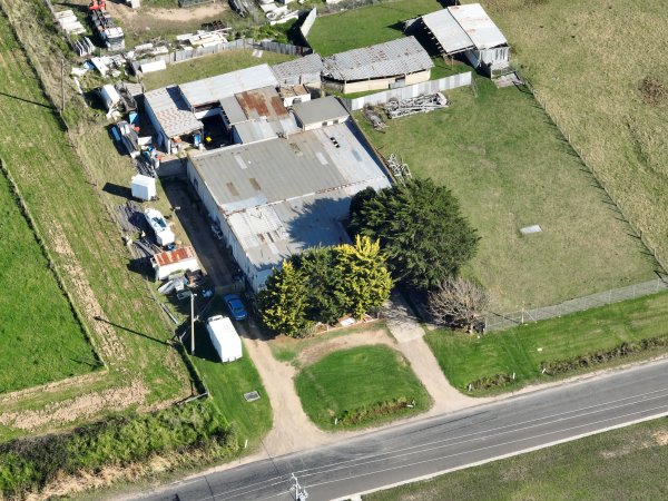 Drone flyover of rabbit/sheep slaughterhouse