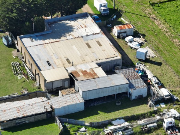 Drone flyover of rabbit/sheep slaughterhouse