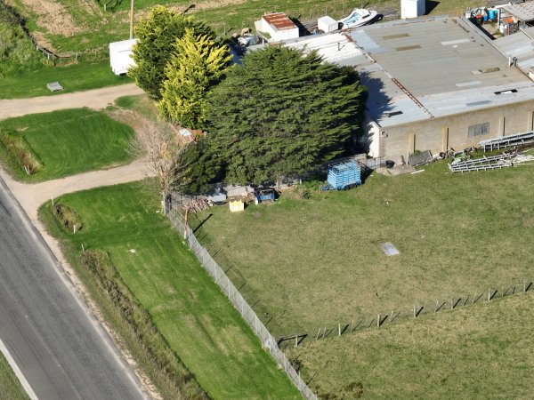 Drone flyover of rabbit/sheep slaughterhouse