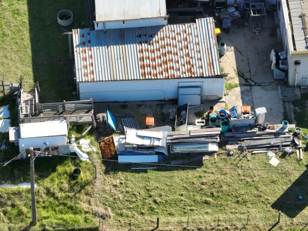 Drone flyover of rabbit/sheep slaughterhouse