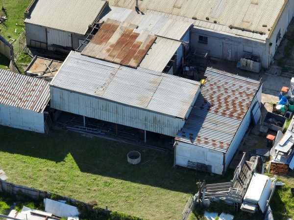 Drone flyover of rabbit/sheep slaughterhouse