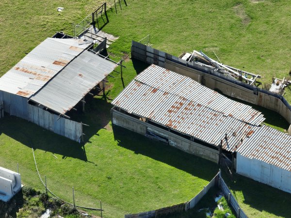 Drone flyover of rabbit/sheep slaughterhouse