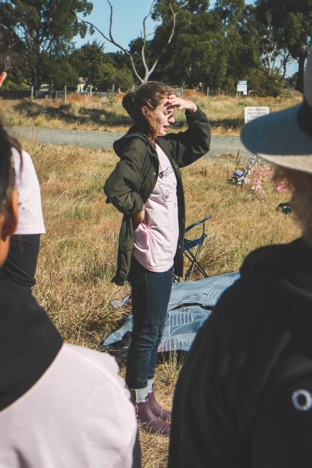 Animal activists asking for the release of Olivia (sow 8416) at Midland Bacon in Victoria