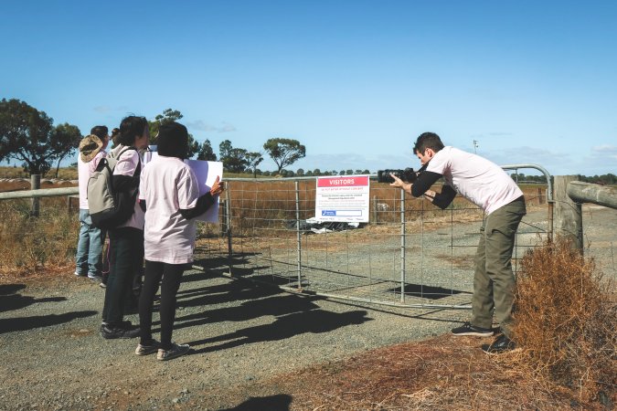 Animal activists asking for the release of Olivia (sow 8416) at Midland Bacon in Victoria