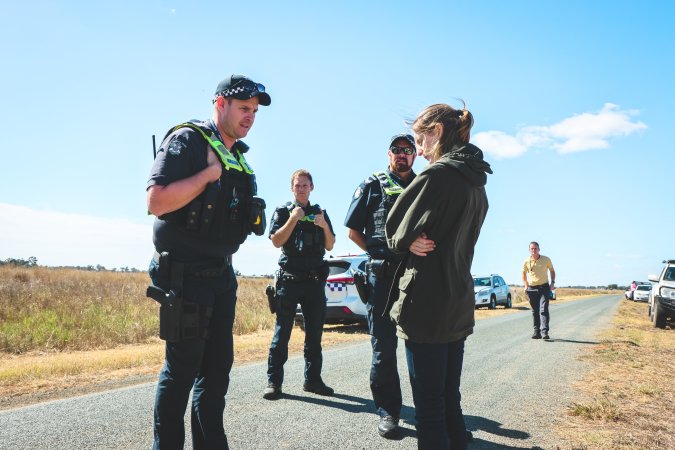 Animal activists asking for the release of Olivia (sow 8416) at Midland Bacon in Victoria