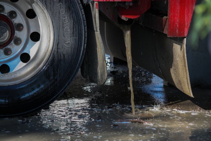 Dirty Water Pouring out of Transport Truck
