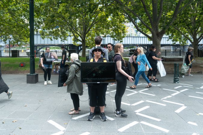 Animal rights activists at Dominion Outreach Melbourne