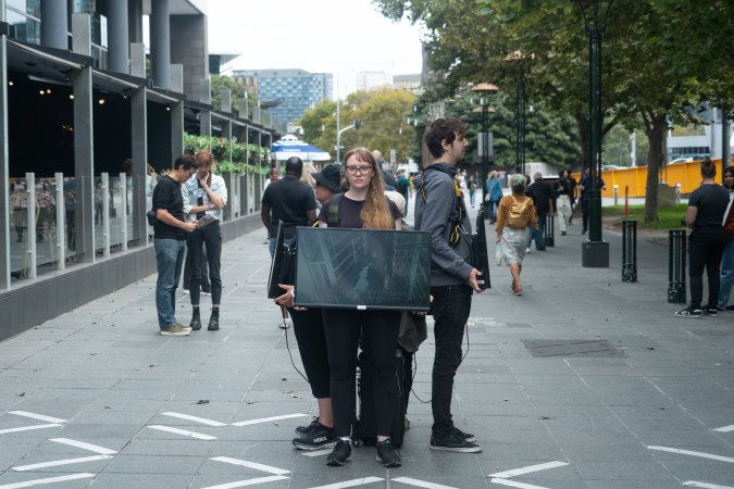 Animal rights activists at Dominion Outreach Melbourne