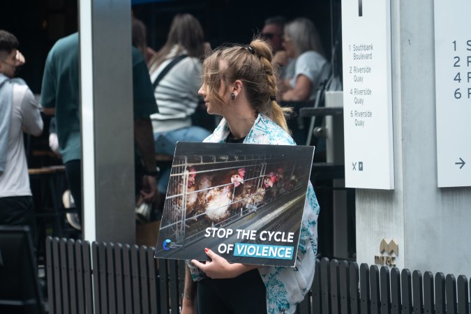 Animal rights activists at Dominion Outreach Melbourne