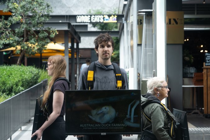 Animal rights activists at Dominion Outreach Melbourne