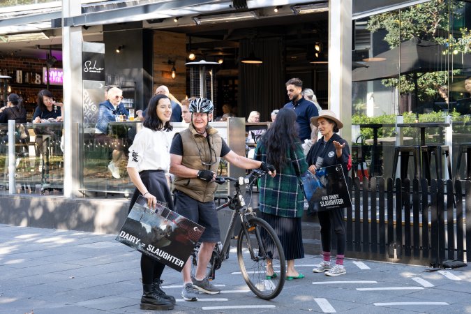 Animal rights activists at Dominion Outreach Melbourne