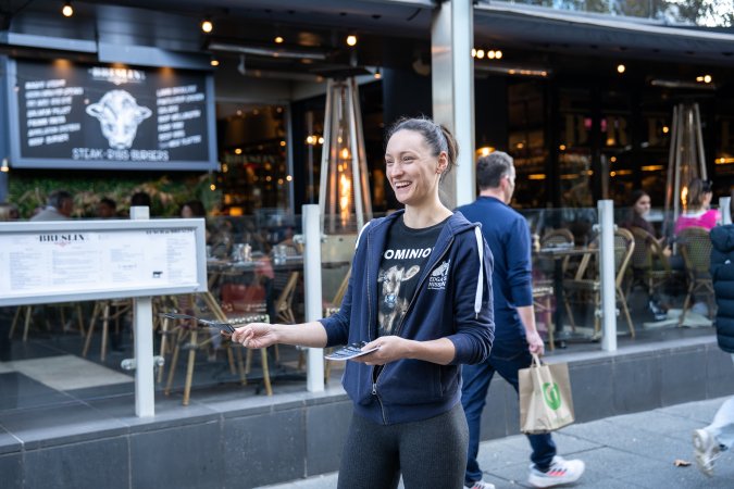 Animal rights activists at Dominion Outreach Melbourne