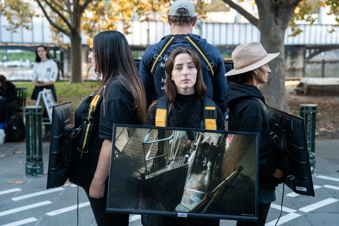 Animal rights activists at Dominion Outreach Melbourne