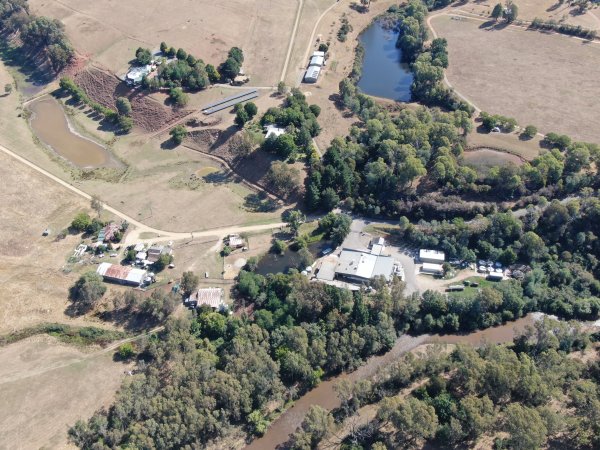 Drone flyover of slaughterhouse