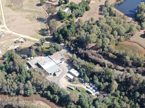 Drone flyover of slaughterhouse