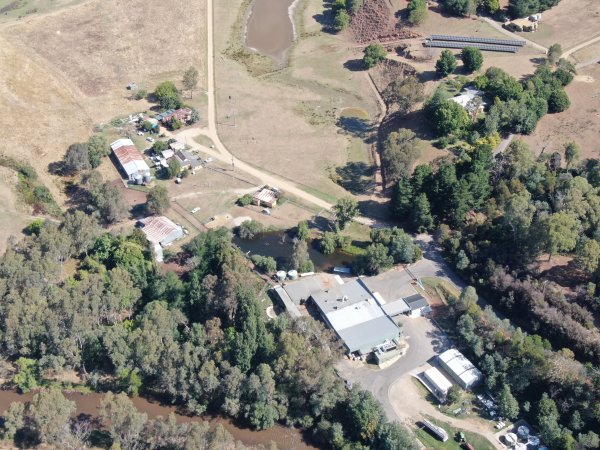 Drone flyover of slaughterhouse